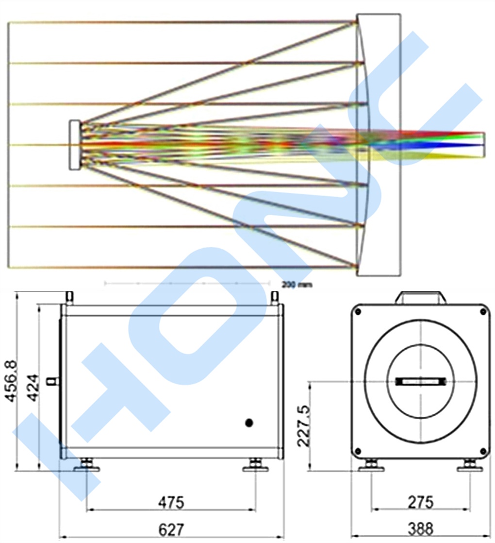 同軸卡塞格林式平行光管光路示意圖
